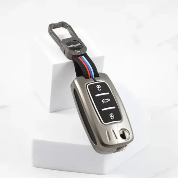 Metal Silicon Alloy Car Key case for Skoda/Volkswagen 3 Button Flip Key